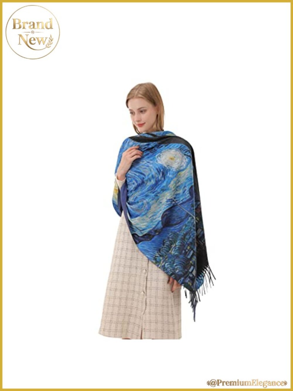 Faux Cashmere Starry Night Printed Scarf Shawl Wrap Large Blanket